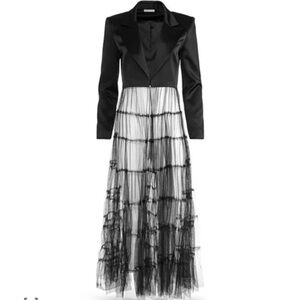 Alice + Olivia Everly Black Lace Long Sleeve Tulle Blazer Jacket XS